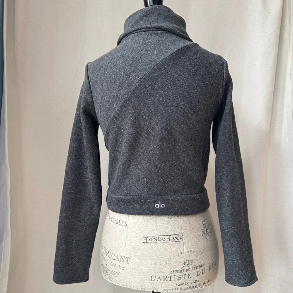 ALO yoga Soleil cropped turtleneck XS charcoal fleece - Picture 4 of 9